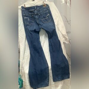 American Eagle Outfitters Women's Dark Blue Flared Jeans